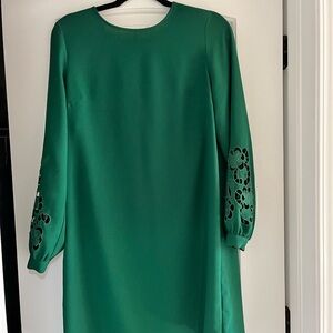 H&M Green Dress with Floral Sleeve Cut-Outs